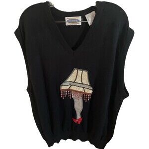 cobmex sweater Vest 2X Black Leg Lampshade From Christmas Story Movie Embell